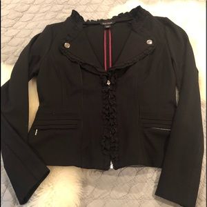 White House Black Market ruffle  black blazer
